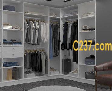 Dressing design en L sur mesure motif noyer, bouleau (Made in Cameroun)